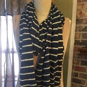 Navy blue and white striped Scarf